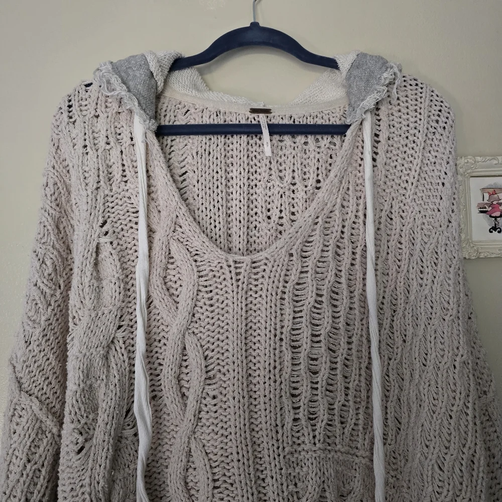 Free People Elan Tierra Cable Knit Hoodie Sweater - Picture 2 of 8
